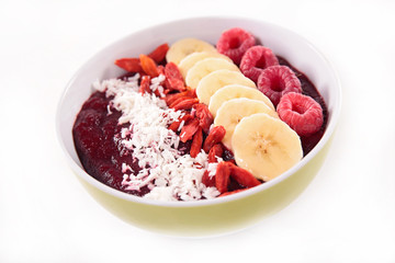 bowl with smoothie and fruit