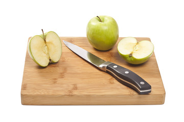 green apples and knife