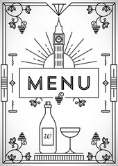 Trendy Wine Menu Design with Linear Icons