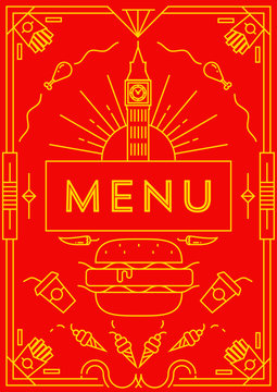 Trendy Fast Food Menu Design with Linear Icons
