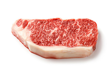 Wagyu striploin steak isolated on white