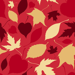 Seamless pattern with falling leaves. Autumn background