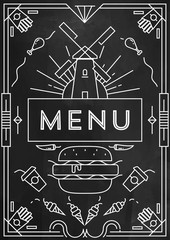 Trendy Fast Food Menu Design with Linear Icons