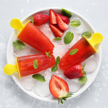 Homemade Strawberry Ice Pops