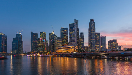 Fototapeta na wymiar View of the Singapore by night - Landscape