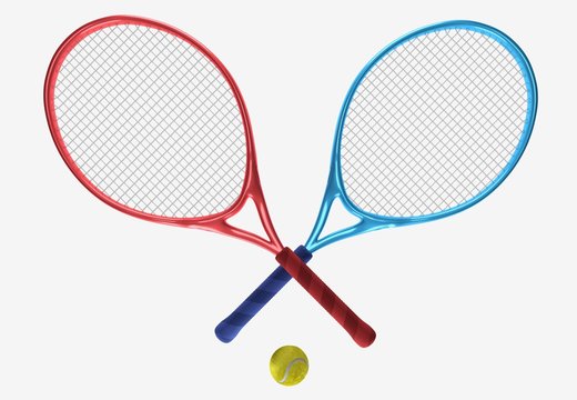 red and blue tennis rackets