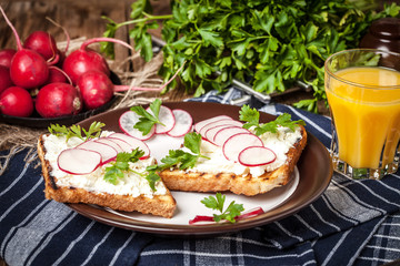 Light healthy sandwiches.