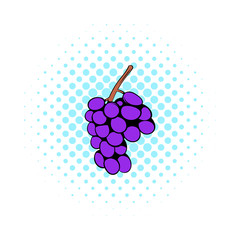 Grape branch icon, comics style 
