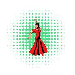 Red dress icon, comics style 