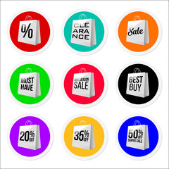 Promotional Colorful Sale Stickers Collection. 