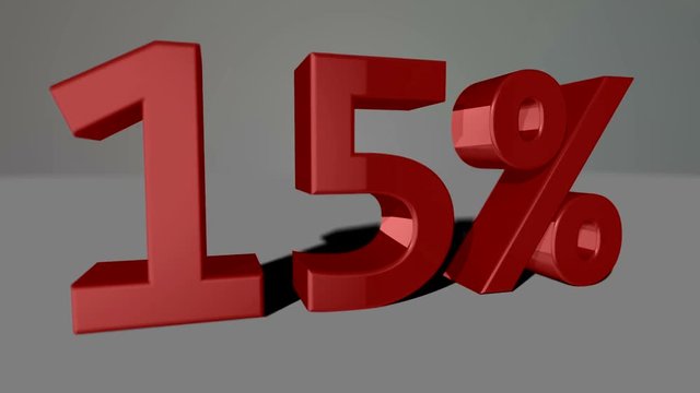 Red growing 3D numbers, counting up to 60% including luma matte