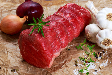 Fresh Raw beef tenderloin steak meat ready to cook