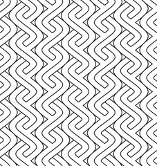 Vector seamless texture. Modern abstract background. Monochrome repeating pattern of curved stripes.