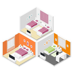 Bedrooms isometric icon set