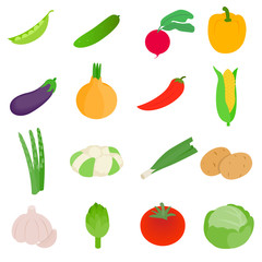 Fototapeta premium Vegetables icons set, isometric 3d style