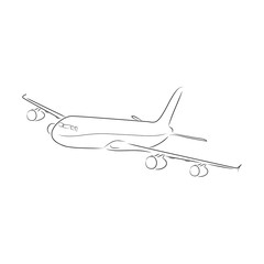 Fototapeta na wymiar Outline of airplane, vector illustration