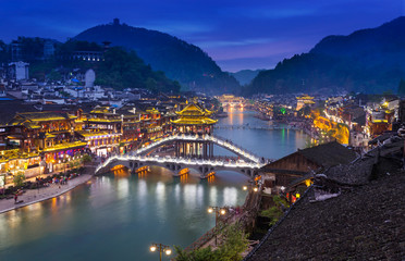 Fenghuang Ancient Town. Located in Fenghuang County. Southwest o - 110108284