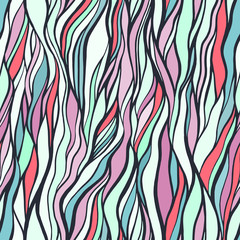 Obraz premium Seamless pattern with doodle waves ornament