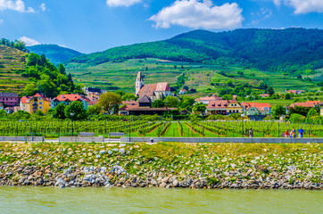 The town of Spitz an der Donau along the Danube River in the picturesque Wachau Valley, a UNESCO...