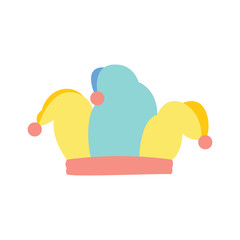 Jester hat, joker colorfull hat with pink pom-poms