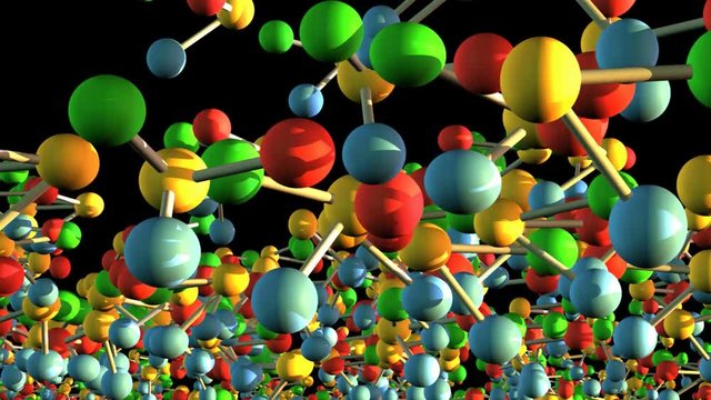 mol&eacute;cules atomes mati&egrave;re particules quantique animation
