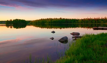 Wandcirkels aluminium Solovki.  landscape lake sunset! © erainbow