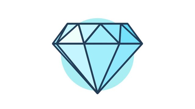 Diamond rotation 360 degrees. Looped animation. Line art style.