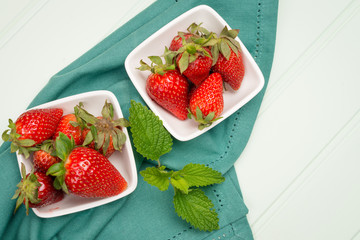 Appetizing strawberry in the bowl