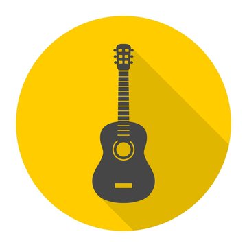 Acoustic guitar icon with long shadow