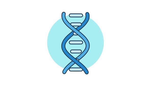 DNA icon rotation 360 degrees. Looped animation. Line art style.