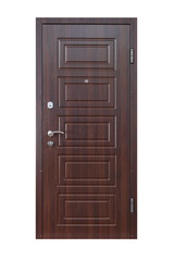 Brown wenge wooden closed door isolated on white 
