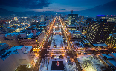 Cityscape of Sapporo at odori Park, Hokkaido, Japan
 - obrazy, fototapety, plakaty