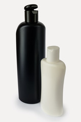 bottle of black, white, two