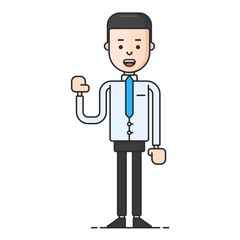 A man holding up his hand. Flat vector illustration isolated on white background