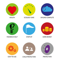 Modern circle color icons with concept signs web graphic