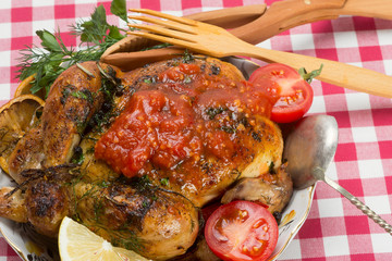 roasted whole chicken with vegetables