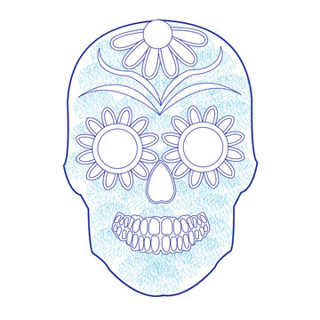 Day of the dead national holiday in Mexico, colorful skull with