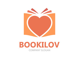 Vector heart and book logo 