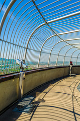 detail of viewing platfrom of the Vienna Donauturm (Danube Tower), opened in April 1964, is the...