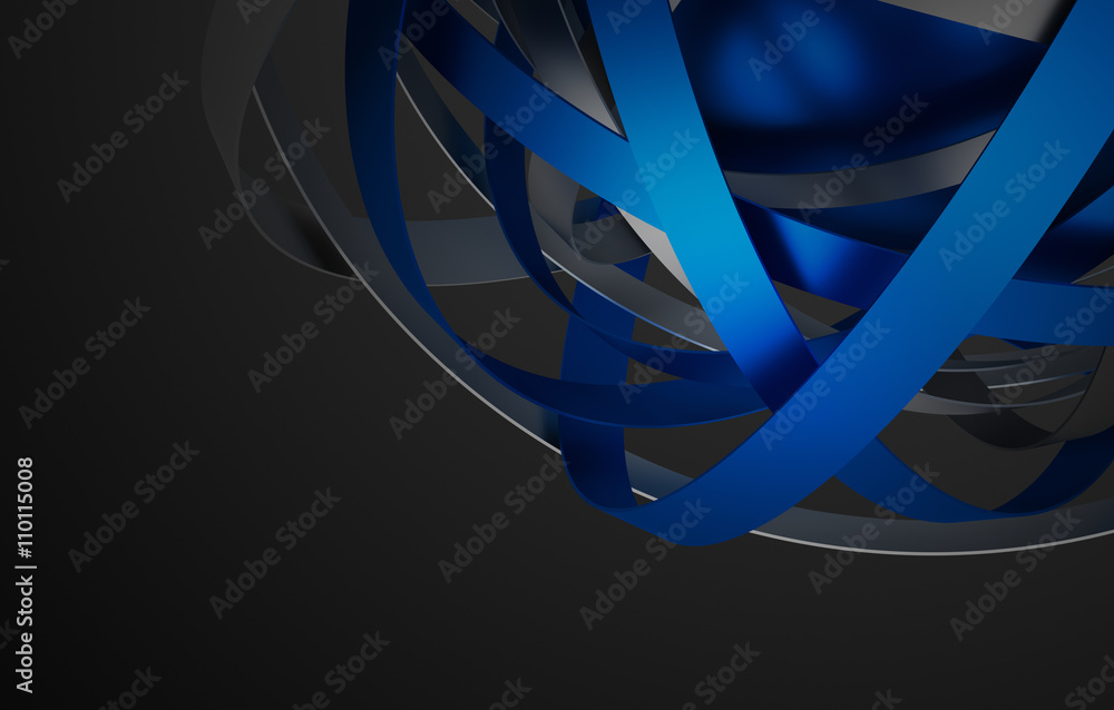Poster abstract 3d rendering of sphere with rings in empty space. futuristic shape. surreal background.