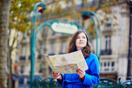 Beautiful young tourist in Paris,