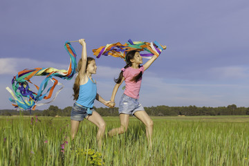 healthy happy kids playing outdoors