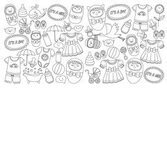 Baby icons Hand drawn doodle vector set