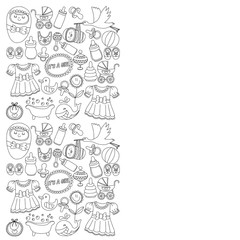 Baby icons Hand drawn doodle vector set