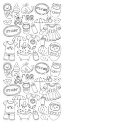 Baby icons Hand drawn doodle vector set