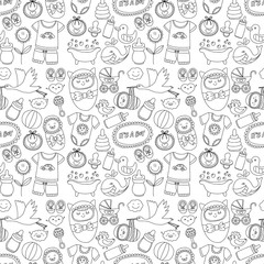 Baby icons Hand drawn doodle vector set