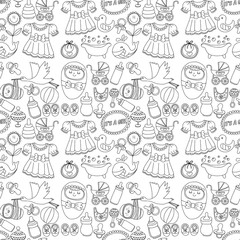 Baby icons Hand drawn doodle vector set