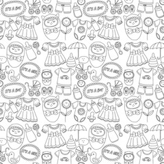 Baby icons Hand drawn doodle vector set