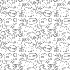 Baby icons Hand drawn doodle vector set