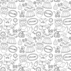 Baby icons Hand drawn doodle vector set